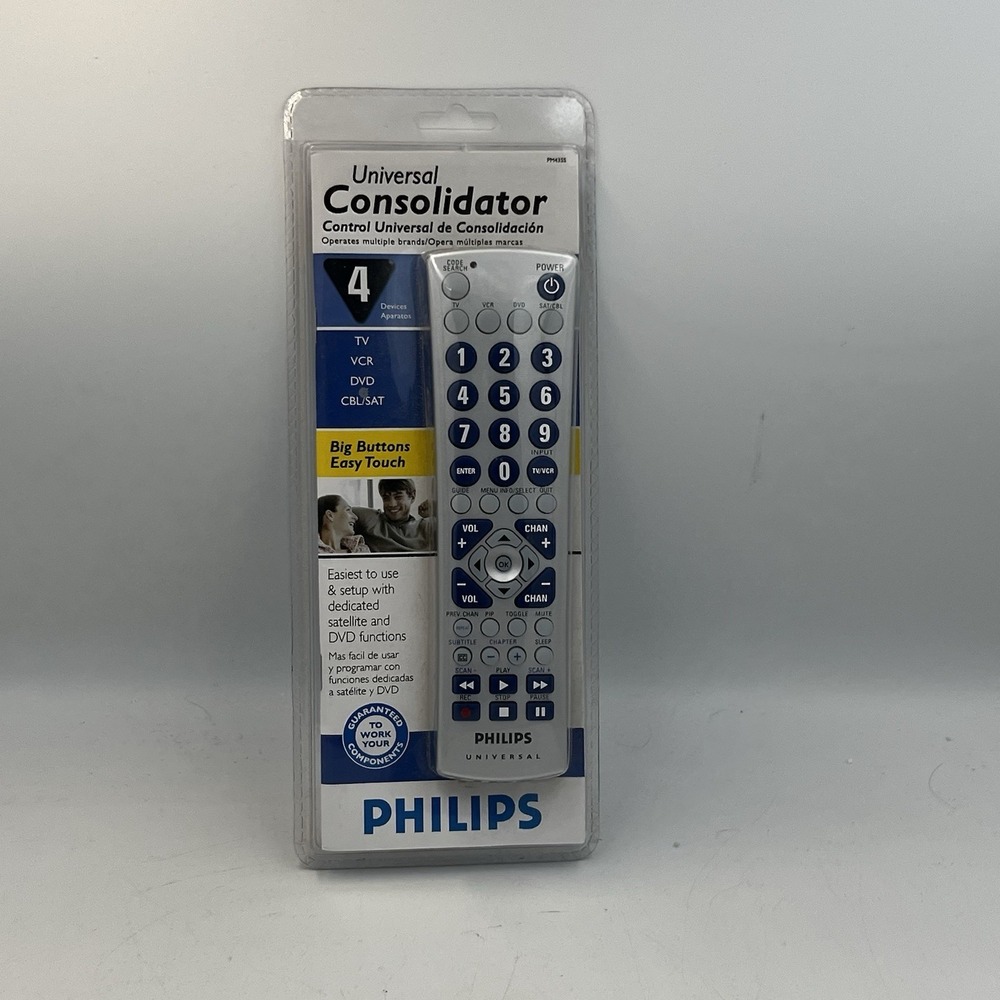 Universal Remote Control TV VCR DVD Cable Satellite PHILIPS PM435S Silver NEW